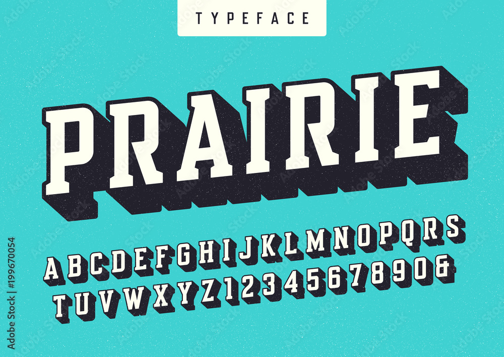 Wall mural Prairie vector condensed retro typeface, uppercase letters and n