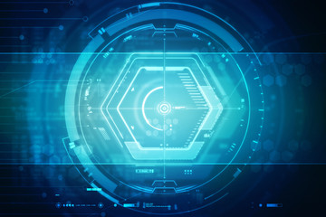 2d illustration Abstract futuristic electronic circuit technology background
