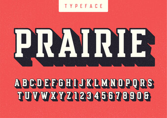 Prairie vector condensed retro typeface, uppercase letters and n © rikkyal