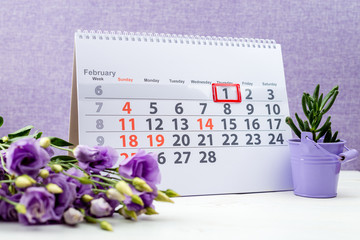 National Freedom Day in the United States. February 1 mark on the calendar on purple background