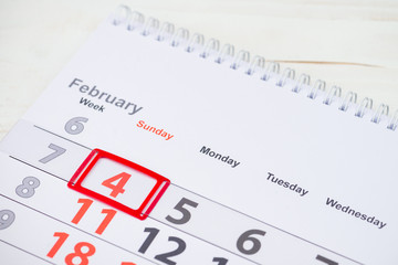 World Cancer Day. February 4 mark on the calendar, close-up