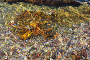 Water abstract of the Red sea shining surface at Eilat beach, Israel.  
