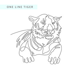 continuous one line drawing of tiger portrait in modern minimali