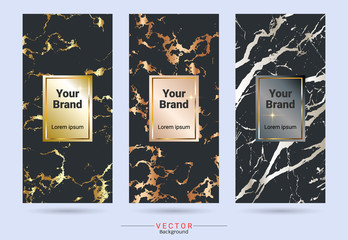 Naklejka na ściany i meble Packaging & label brands design templates, Suitable for luxury or premium products with marble texture, golden foil and linear style (Vector EPS10, Fully editable color change)