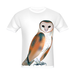White t-shirt with design Barn Owl