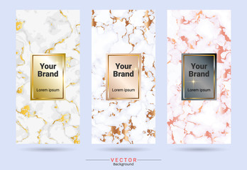 Packaging & label brands design templates, Suitable for luxury or premium products with marble texture, golden foil and linear style (Vector EPS10, Fully editable color change)