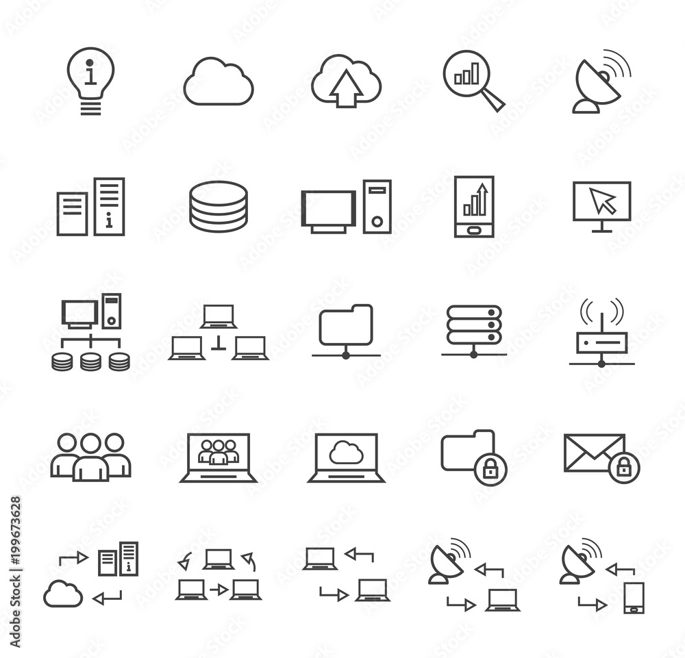Poster set of quality universal standard minimal simple black thin line network , technology and analytics 
