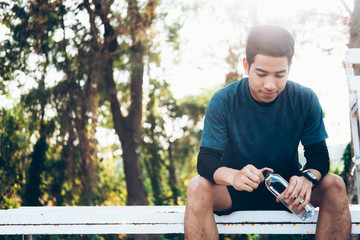 Relaxing after physical training session.
