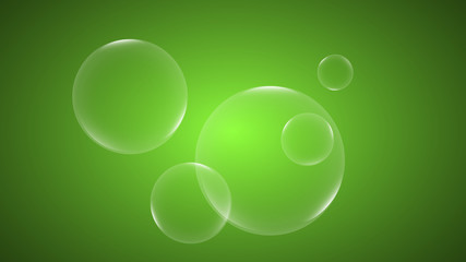abstract soap bubbles on a green background