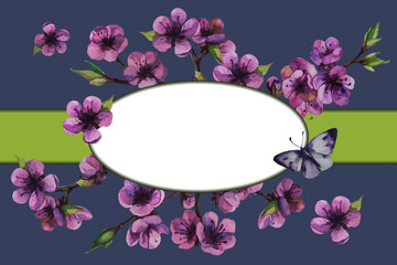 floral frame awesome sakura collection of spring flowers watercolor