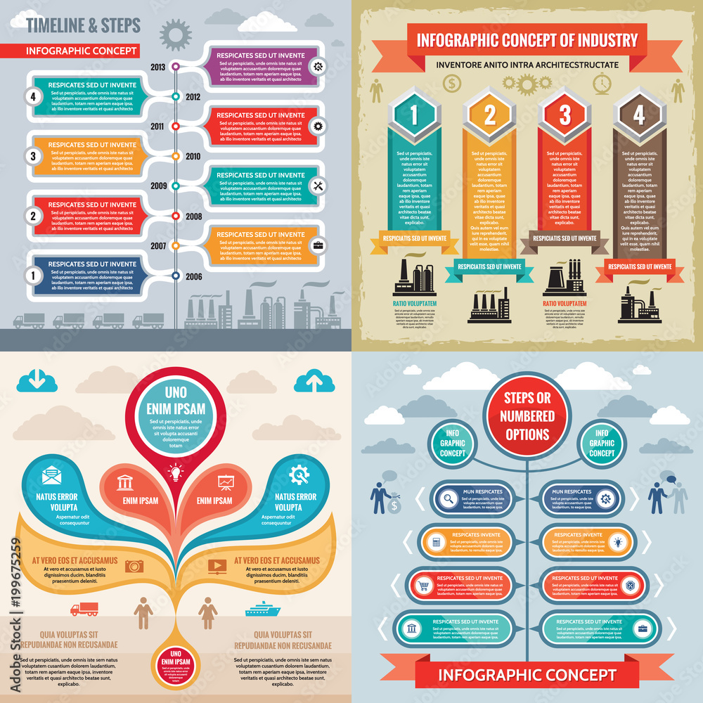 Aufkleber business infographic templates concept vector illustration. abstract banner set. advertising promoti