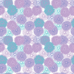 Violet and blue aster flowers pattern