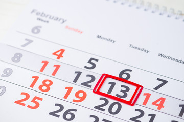 Shrove Tuesday, World radio day, International Pancake Day. February 13 mark on the calendar, close-up