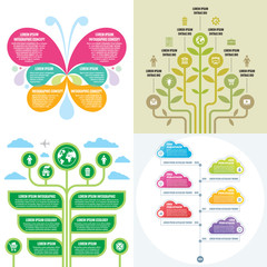 Business infographic templates concept vector illustration. Abstract banner set. Advertising promotion layout collection for presentation. Time line. Nature graphic design elements. 