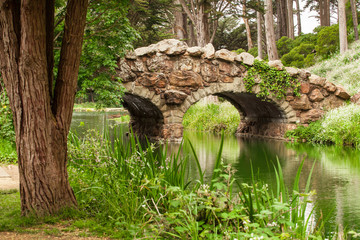 Old bridge over river in Golden Gate Park, San Francisco, California, USA