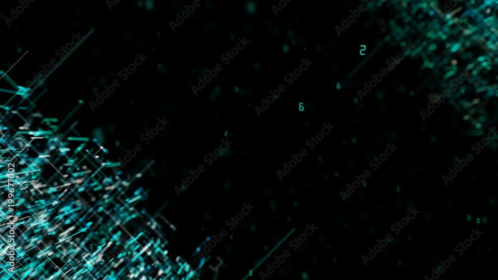 Poster abstract background with motion animation lines for a fiber optic network. magic flickering dots or 