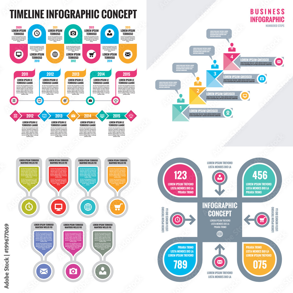 Poster business infographic templates concept vector illustration. abstract banner set. advertising promoti