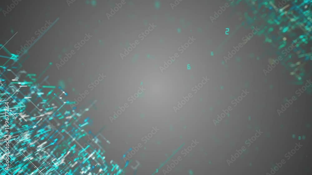 Poster abstract background with motion animation lines for a fiber optic network. magic flickering dots or 