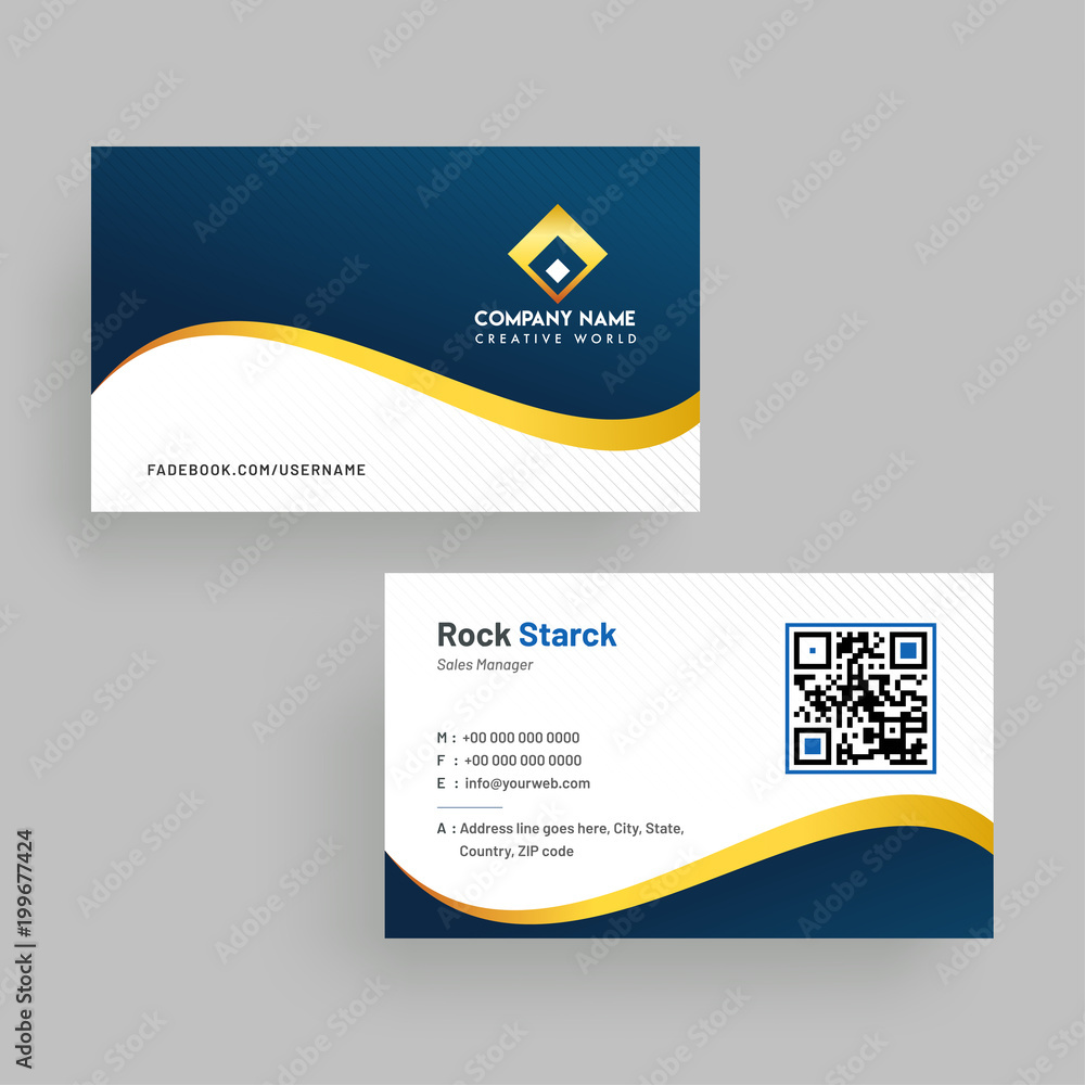 Poster horizontal business card with front and back presentation.