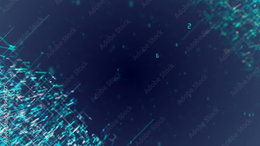 Poster abstract background with motion animation lines for a fiber optic network. magic flickering dots or 