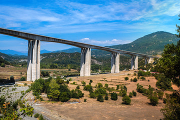 One of the largest bridges of Egnatia motorway, close to Ioannina town, Epirus.