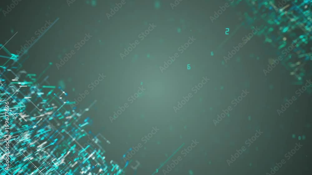 Poster abstract background with motion animation lines for a fiber optic network. magic flickering dots or 