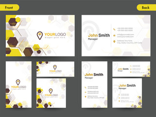 Horizontal business card with front and back presentation.