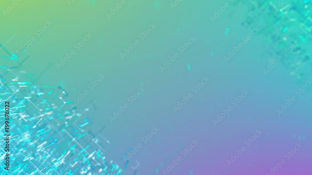 Poster abstract background with motion animation lines for a fiber optic network. magic flickering dots or 