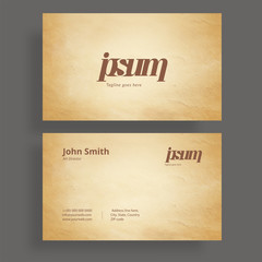 Horizontal business card with front and back presentation.