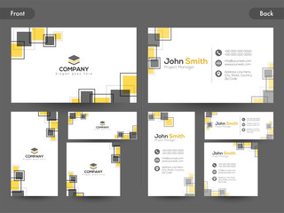 Horizontal business card with front and back presentation.