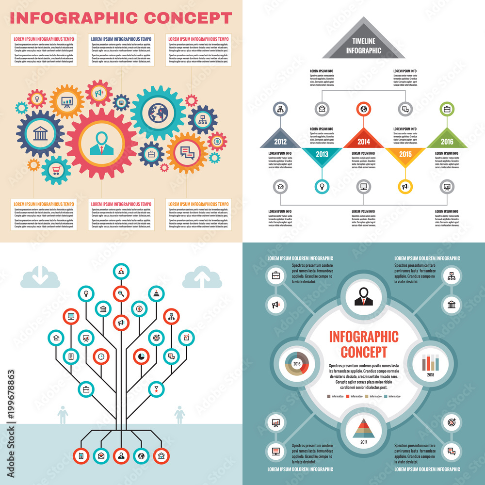 Aufkleber business infographic templates concept vector illustration. abstract banner set. advertising promoti