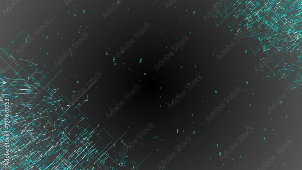 Poster abstract background with motion animation lines for a fiber optic network. magic flickering dots or 