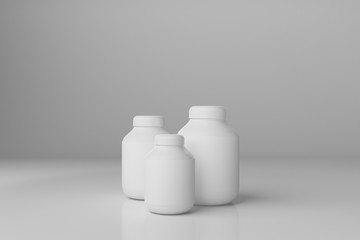 Empty white bottles