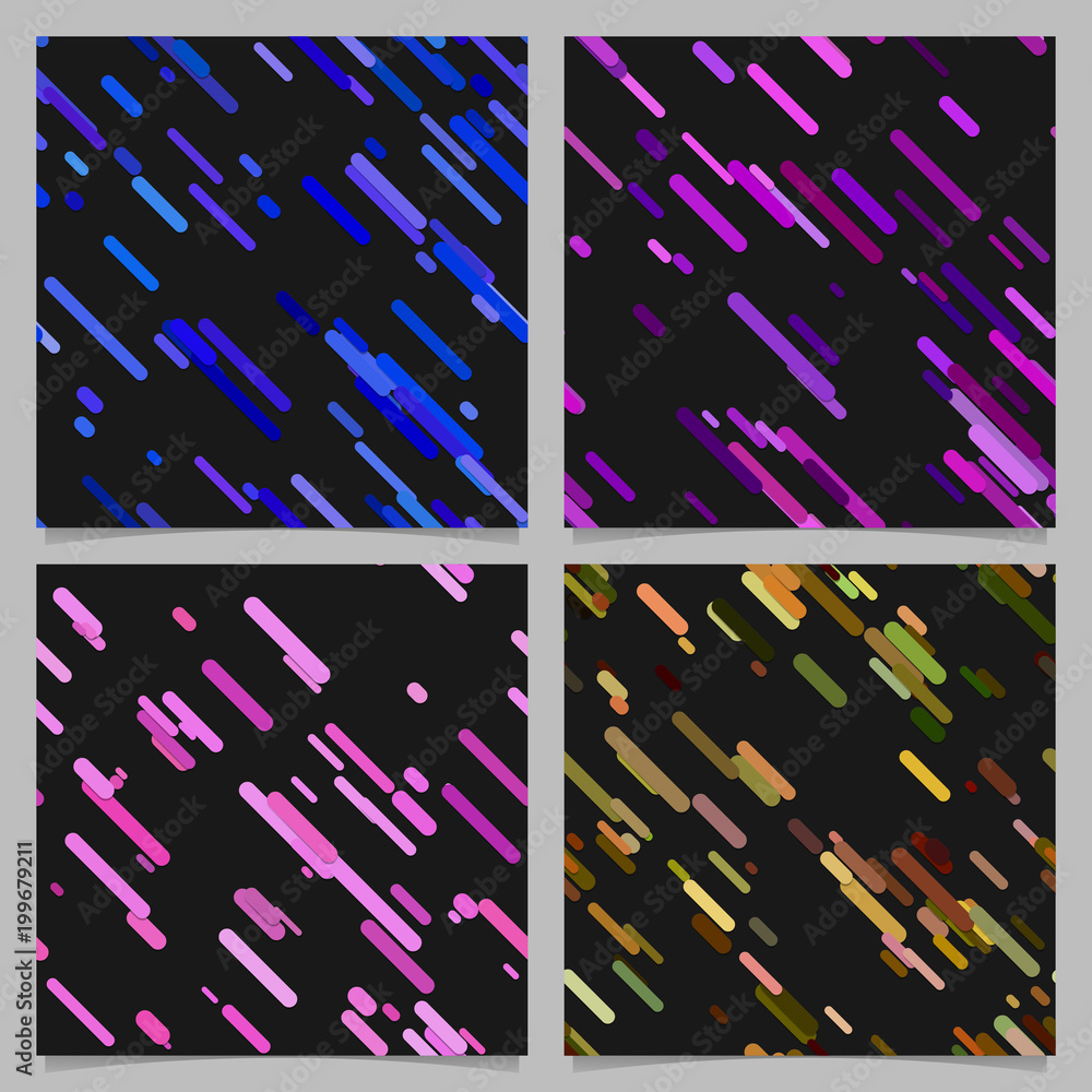 Poster colored abstract chaotic diagonal stripe pattern background set