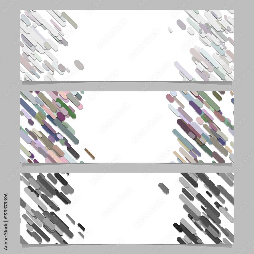 Poster Abstract banner background template design set with colored diagonal stripes - vector graphics