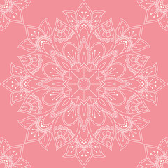 Seamless pattern with mandala ornament. Hand drawn vector illustration