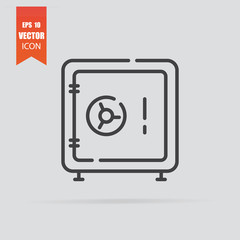 Safe icon in flat style isolated on grey background.