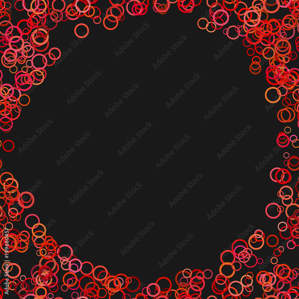 Aufkleber geometric abstract chaotic circle background - vector graphic design from red toned rings with blank