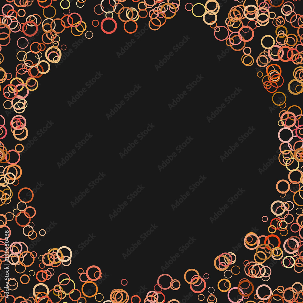 Aufkleber abstract random circle background - trendy vector graphic design from colored rings on black backgro