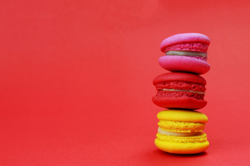 Fototapeta na wymiar Colorful pastel themes of french macaroons cookie sweet and dessert