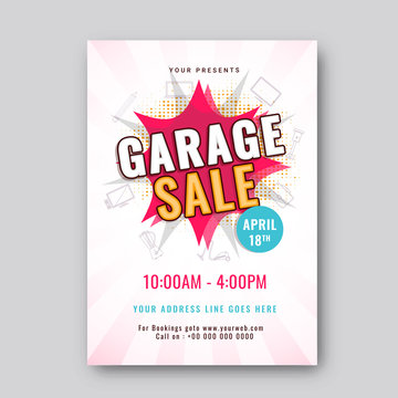 Garage or yard sale event announcement printable poster or banner template.