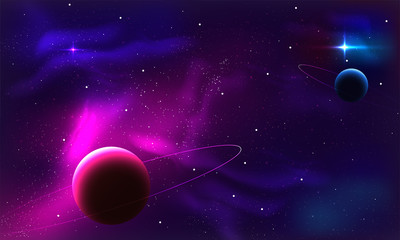 Cosmic galaxy background with nebula, stardust and bright shining stars. Brochures, posters, or banner design.