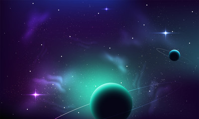 Cosmic galaxy background with nebula, stardust and bright shining stars. Brochures, posters, or banner design.