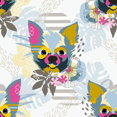 Abstract papercut collage dog head