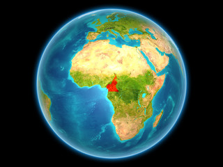 Naklejka premium Cameroon on planet Earth