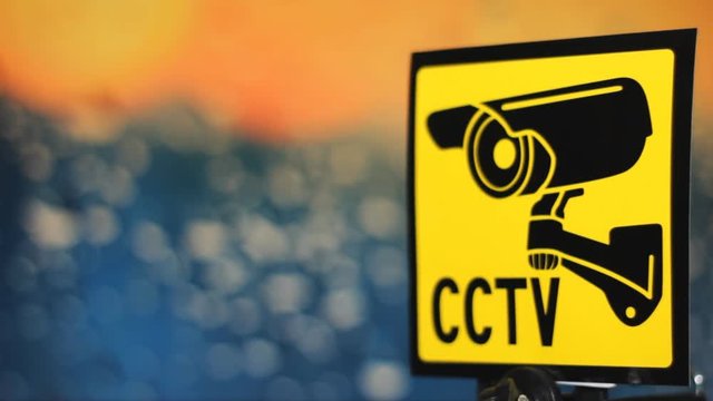 Cctv Sign Bokeh Background