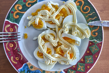 Boiled eggs with mayonnaise