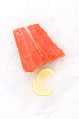 Fresh salmon on ice