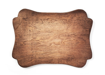wooden sign board isolated on white