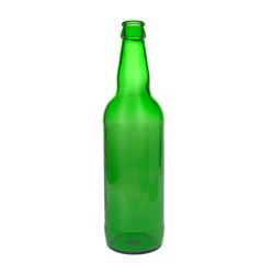 green glass bottle empty for beer on white background